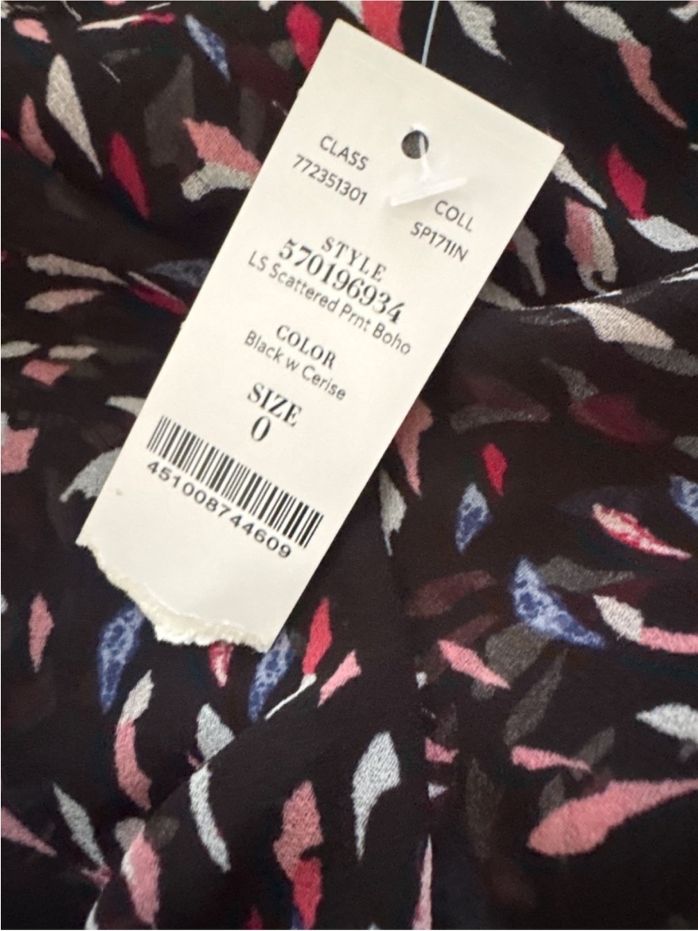 White House Black Market Black Floral Tiered Bell Sleeve Dress - Picture 3 of 3